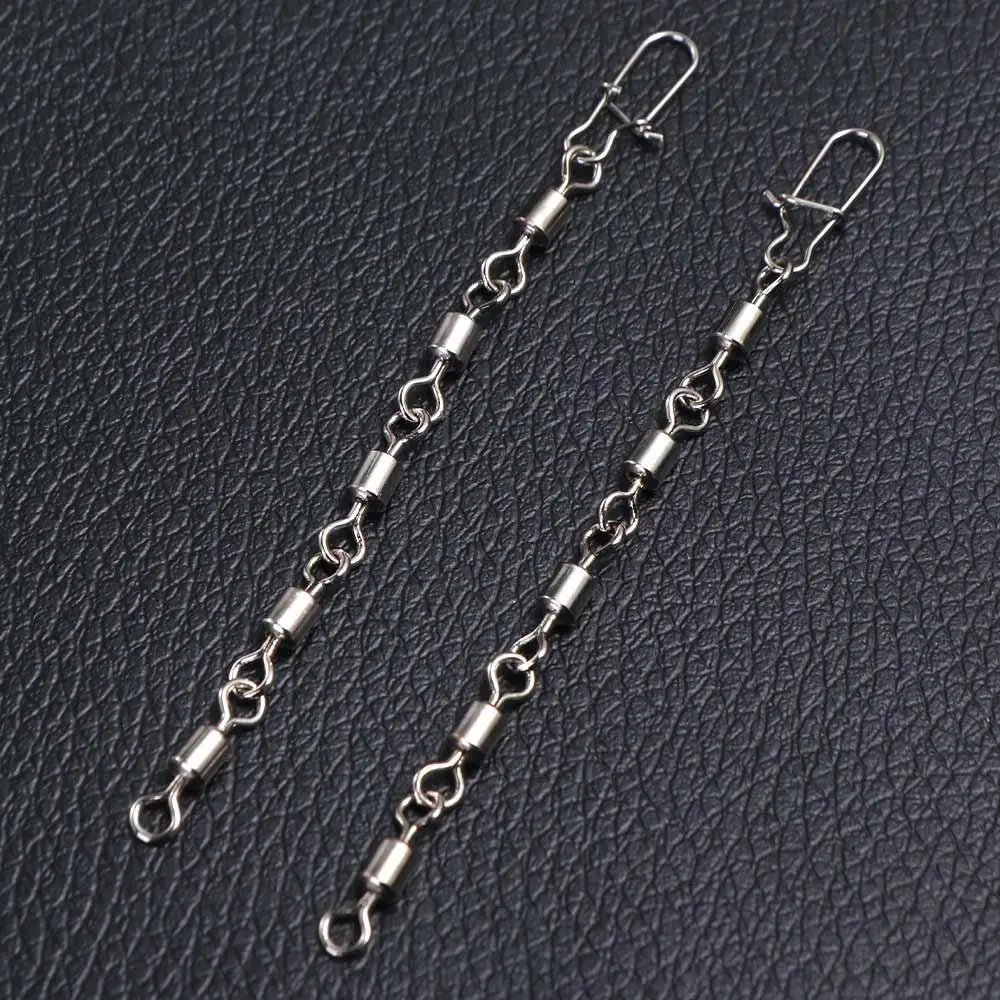 

10pcs Stainless Steel Rolling Swivel Snap Anti-bite Chain Copper Alloy Anti-bite Sea Fishing Lure High Speed