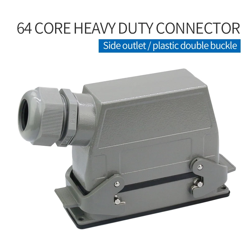 

Rectangular Heavy Duty Connector HDC-HD-064 64 Core Pins Waterproof Aviation Industrial Machine Tool Plug Socket 10A 250V