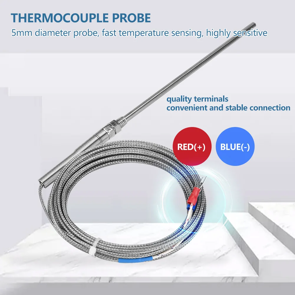 Temperature Sensor Type K Thermocouple Thermocouple M8 Thread Type K Thermocouple 150mm Probe Temperature Sensor Wire 0-400℃
