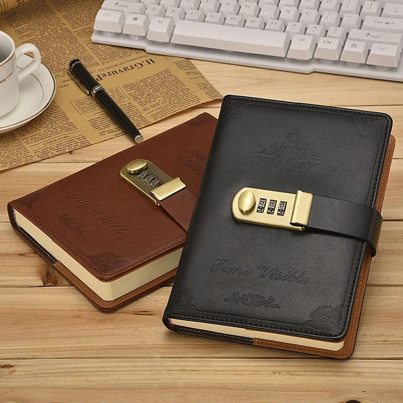 

Retro Password Book Lock Japan and South Korea Diary Thickened Creative Account Book Student Notepad Stationery Notebook
