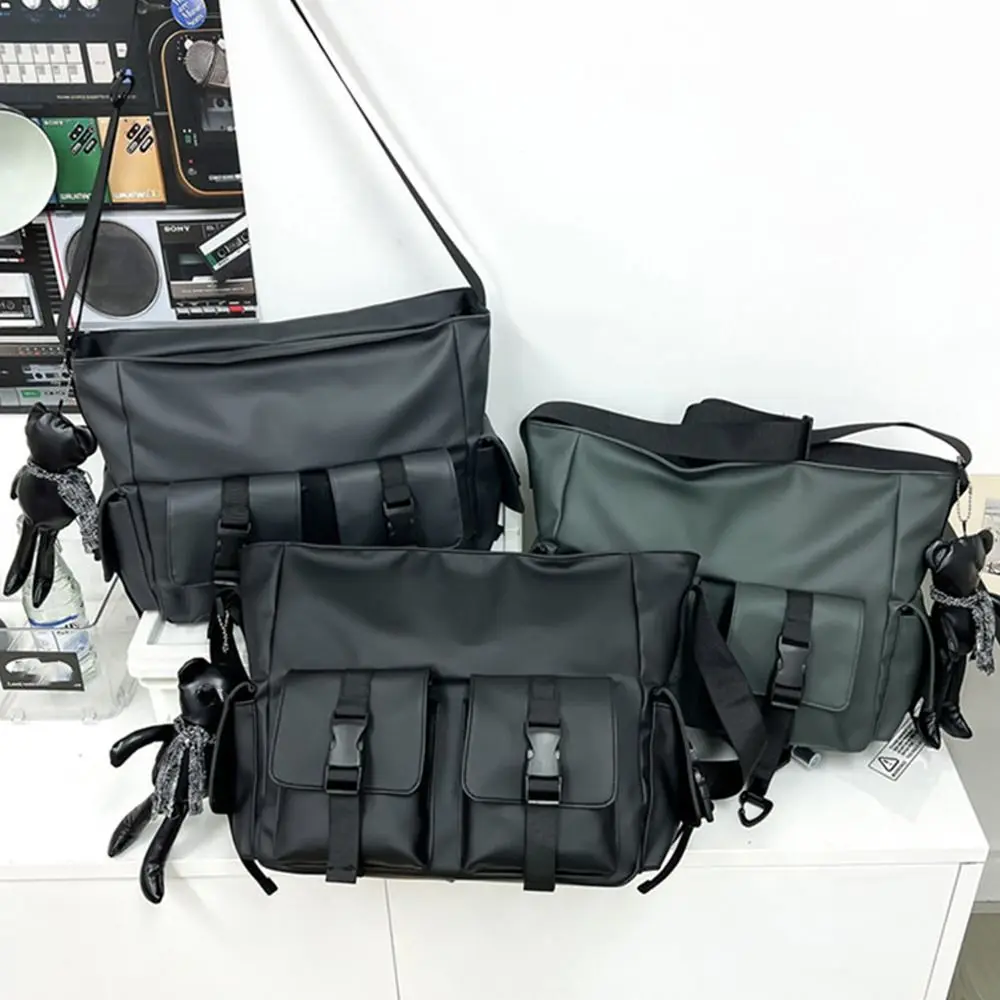 

Простая квадратная мужская сумка через плечо, однотонная водонепроницаемая сумка-мессенджер с несколькими карманами, многофункциональная нейлоновая сумка на плечо для путешествий