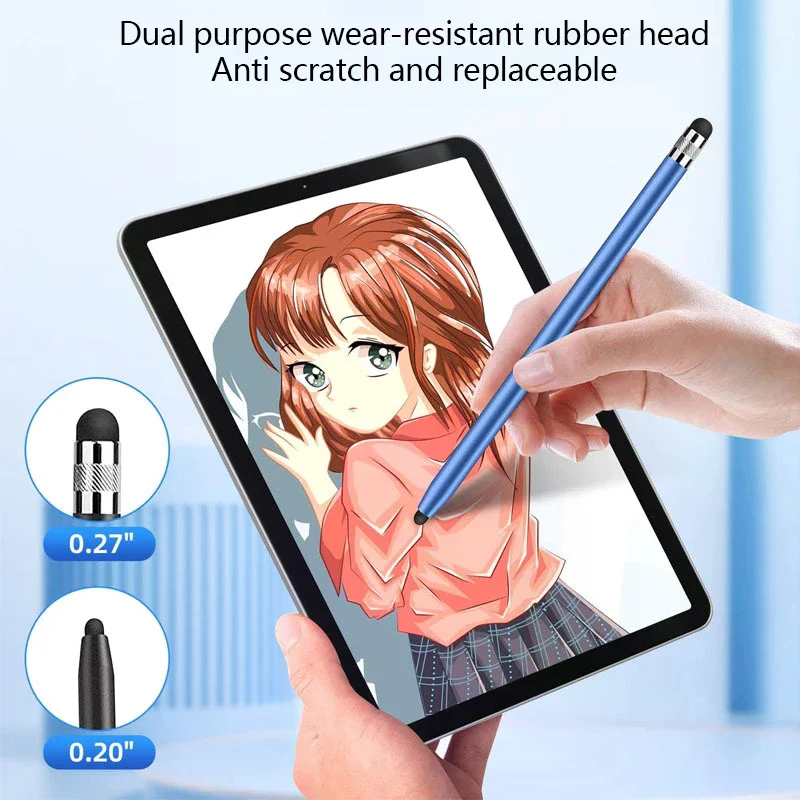 

High Quality Universal Pencil Double Silicon Head Touch Capacitive Screen Stylus Caneta Capacitive Pen For Tablet Smartphone