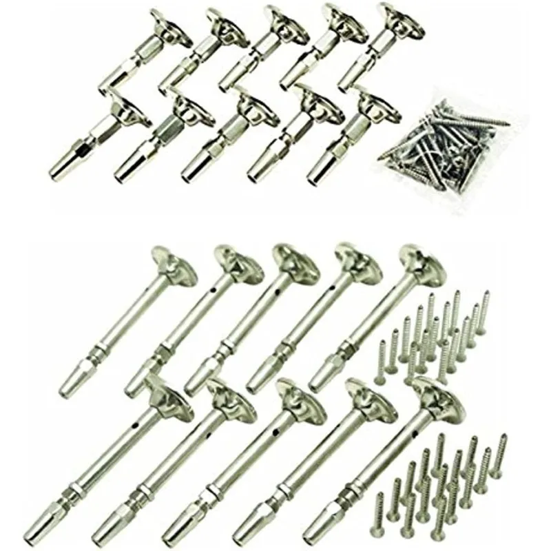 Rail Easy System Swivel Terminating End / Turnbuckle (10 Pack) and Cable Tensioner-Flat (10 Pack) for Cable Railing