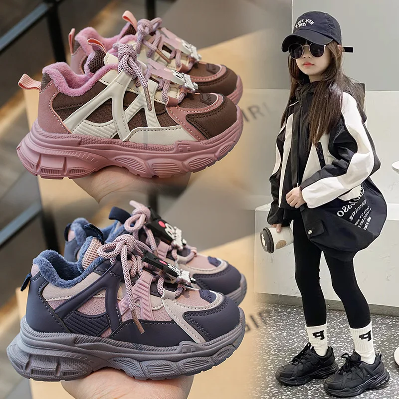 Sanrios Girl Velvet Sports Cotton Shoes Kuromi Autumn Winter New Anime Figure Sneakers Keep Warm Kawaii Cartoon Child Shoe