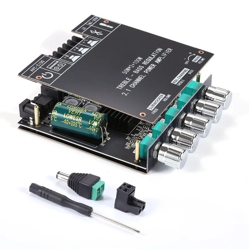 2.1Channel Bluetooth Digital Amplifier Board Original Chip 50W*2+100W Treble Bass Subwoofer Home Audio Module for Speaker System