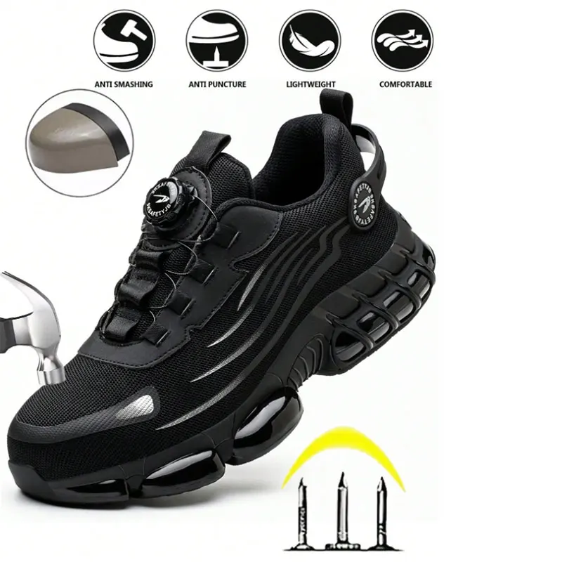 

Новая мужская защитная обувь с поворотной кнопкой, противоударная и противопрокольная рабочая обувь, модные мужские кроссовки, защитная обувь