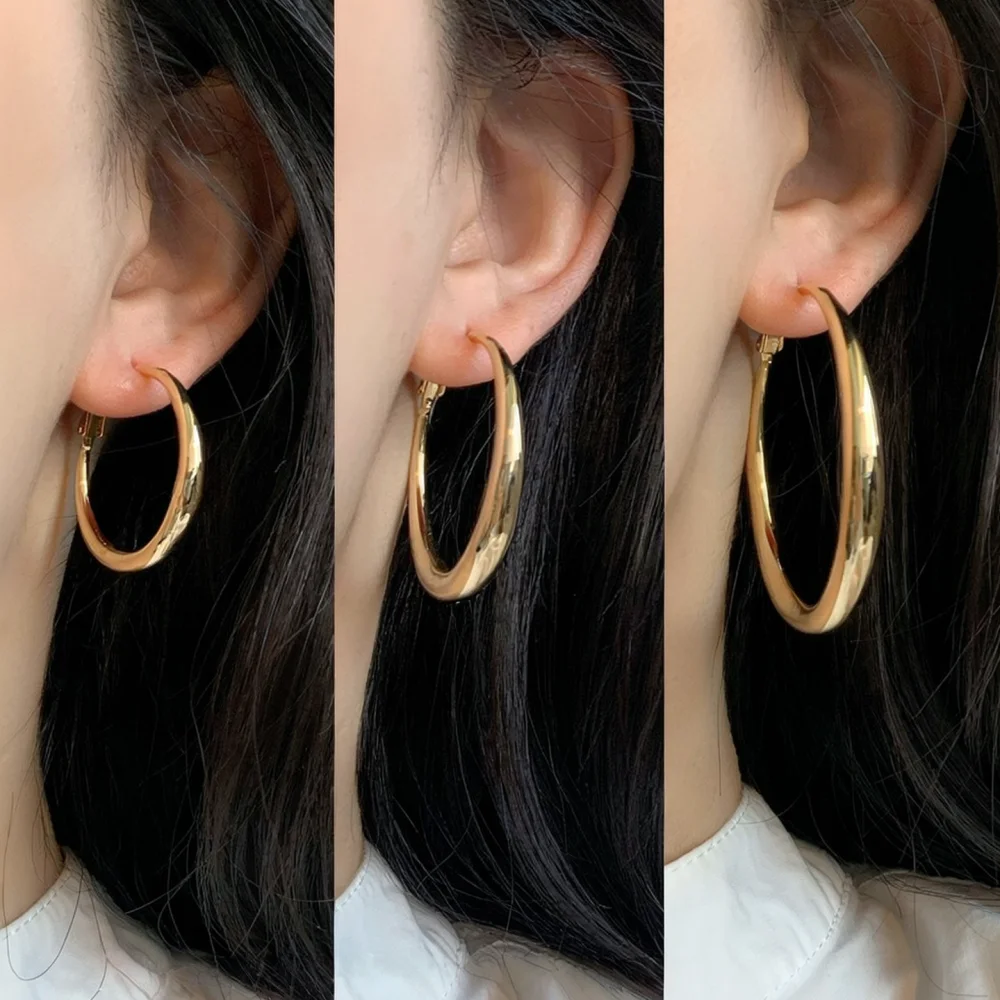 Trendy Geometric Hoop Earrings Simple Round Circle Jewelry Luxury Fashion Design Elegant Earrings For Women Party Accessories
