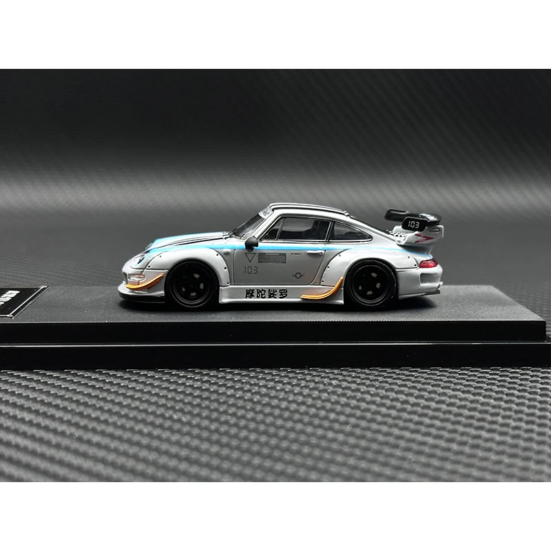 タイカノ-スターレッドカーモデル,ミニチュアおもちゃコレクション,シルバー,rwb 993 964 gtテール,1:64