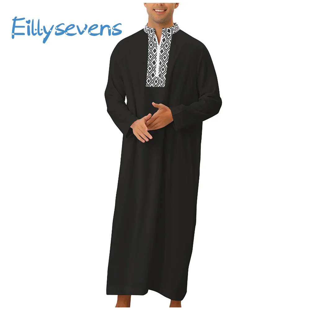 Men\'S Robe Daily Causal All-Match Regular Pullover Zipper Closure Casual Wear Home Outdoor Party Comfy Straight Muslim Robe