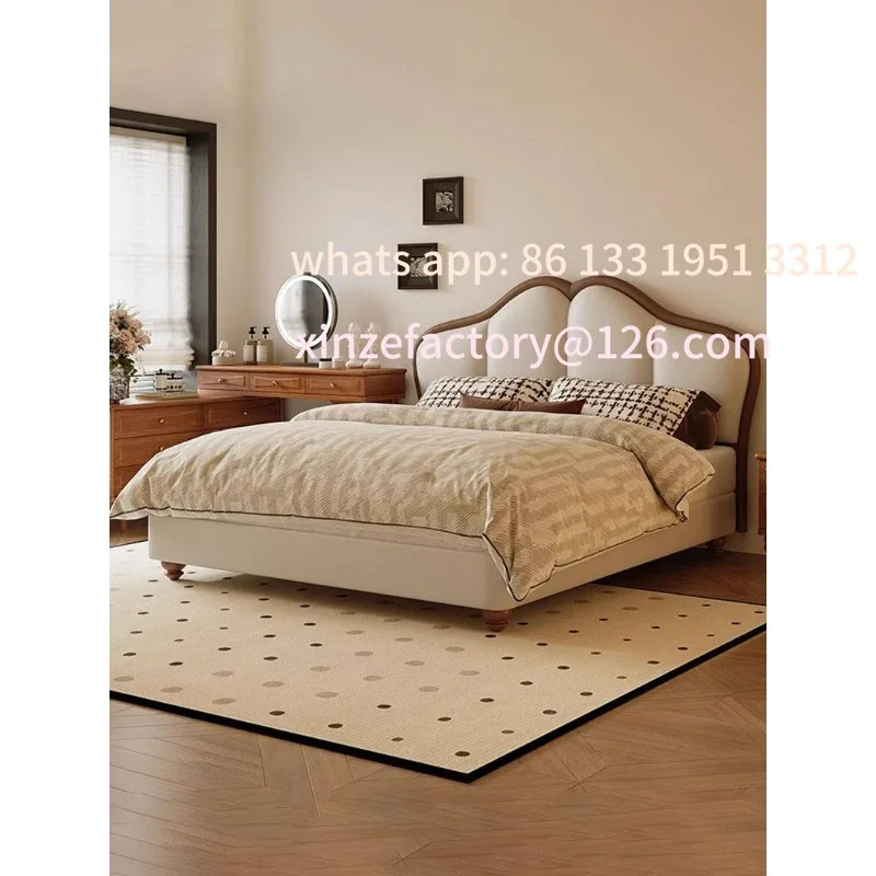 

French retro leather bed Internet celebrity butterfly princess bed Modern simple 1 meter 8 double master bedroom large bed stora
