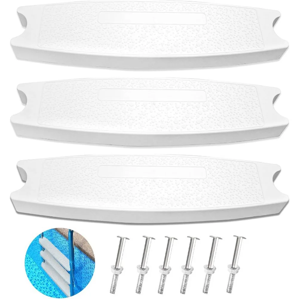 3Pcs Non-Slip Polka Dot Pool Ladder Steps Replacement White Plastic Treads For 1.9 Inch Above Ground Swimming Pool Ladders