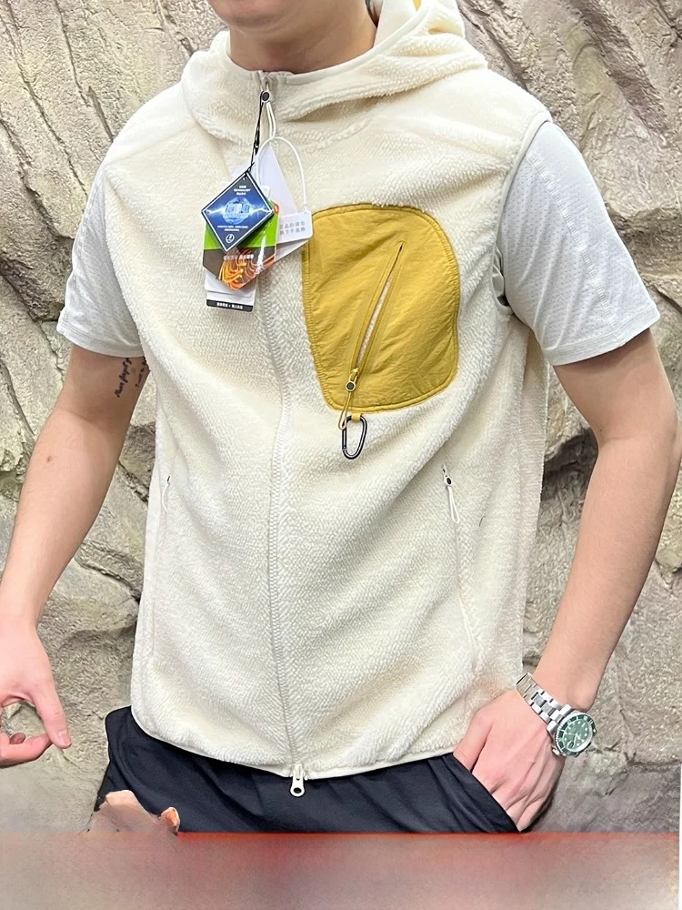 

ex Жилет Fce с капюшоном, теплая внутренняя одежда, контрастный цвет, осень-зима, хлопковый бархатный жилет, подставка на молнии...