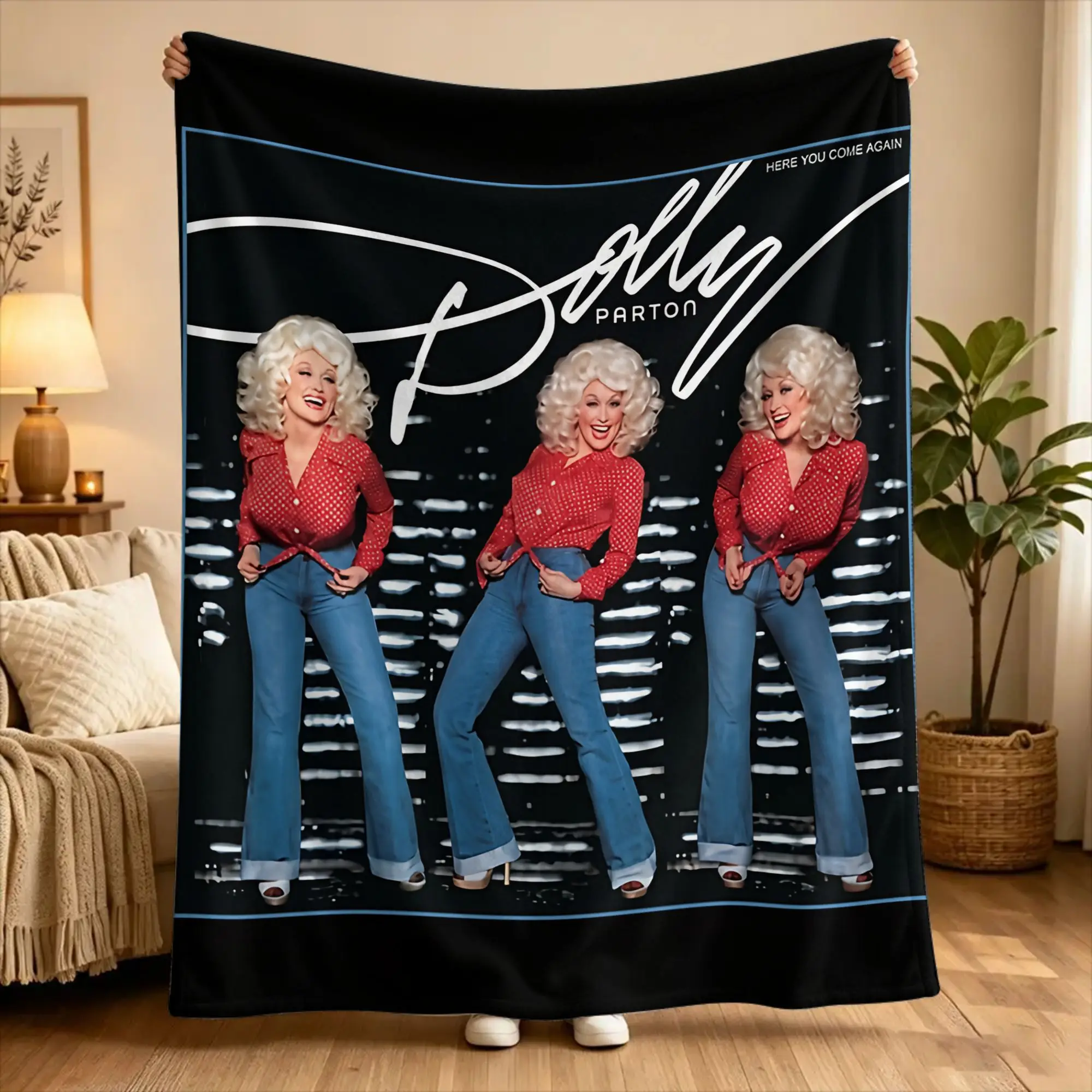 Dolly Parton Here You Come Again Blankets  Warm Funny Plush Throw Blanket For Home Decor Picnic Flannel Bedspread Bed Cover