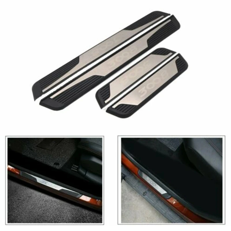 For Peugeot 3008 3008 GT 2016 2017 2018 2019-2024 Door Sill Cover Scuff Plate Protector Guard Pedal Trim Car Styling Accessories