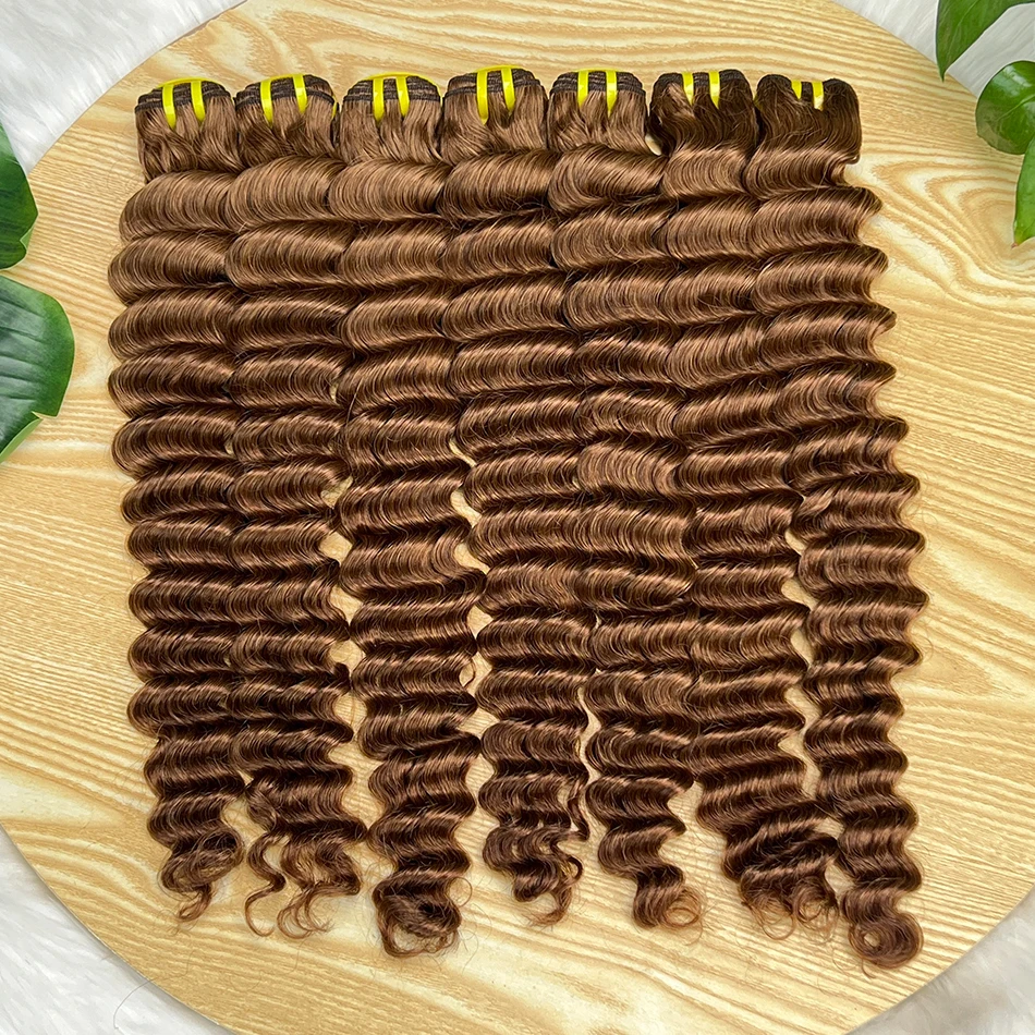 # 4 ألوان موجة عميقة حزم الشعر البشري الشوكولاته البني لحمة مزدوجة 100% الفيتنامية الشعر النسيج ملحقات حزمة صفقة للبيع