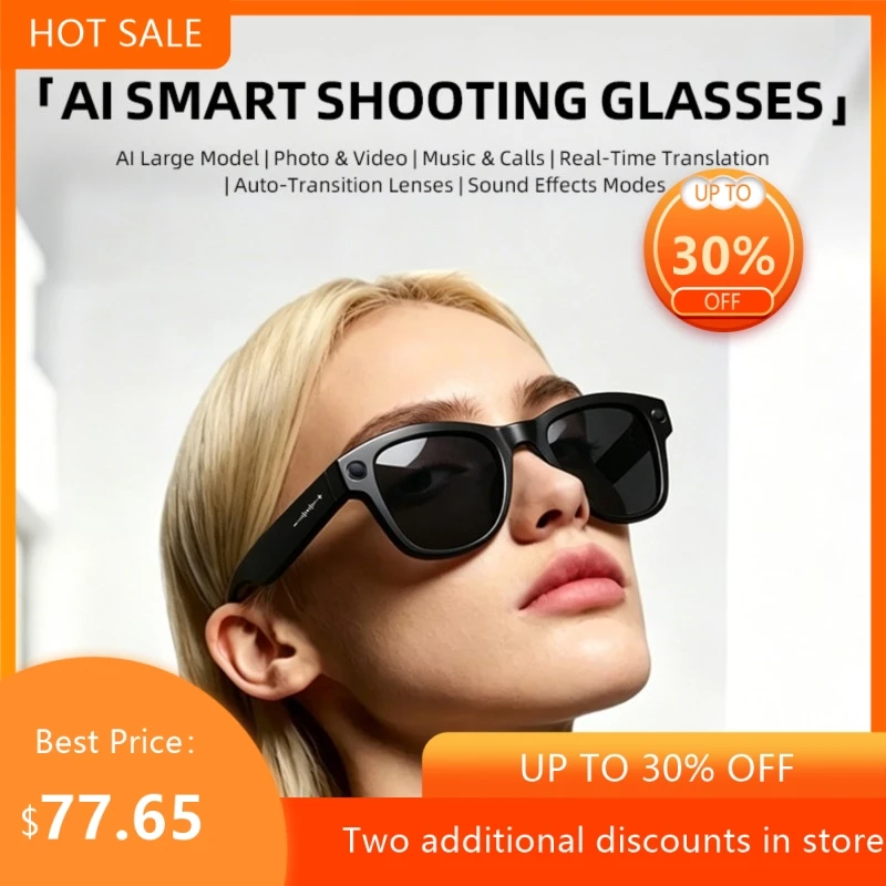 8 Million Pixel Camera And Video Recording AI Image Recognition Bluetooth Music Listening With Charging Case Smart Glasses 2026
