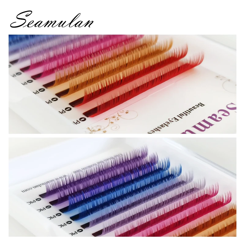 Mix Colors Rainbow Colored Eyelash Extension Faux Mink Color Eyelashes Colorful Eyelash Maquiagem Cilios