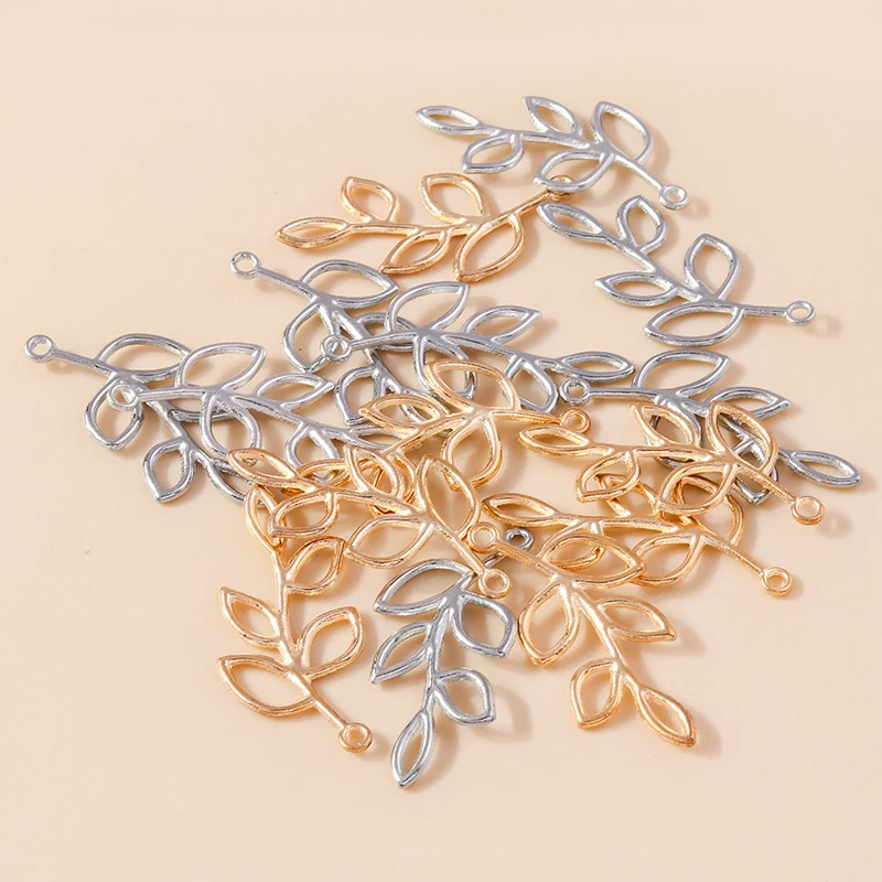Leslie 20 Stück Metall-Laubanhänger aus Legierung, Baumblätter-Anhänger für Armbänder, Halsketten, DIY-Schmuckherstellungszubehör – Detail 1