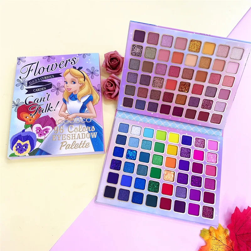 Cute Flower Fairy Girl Pattern 96 Colors Pearlescent Matte Sequins Multicolor Longlasting Eyeshadow Palette Cheap Makeups Beauty