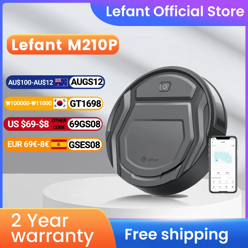 Lefant M210 Pro Robot Vacuum Cleaner with 2200Pa Suction,WiFi/Alexa/APP/Bluetooth,Schedule Cleaning,Self-Charging,Smart for Home