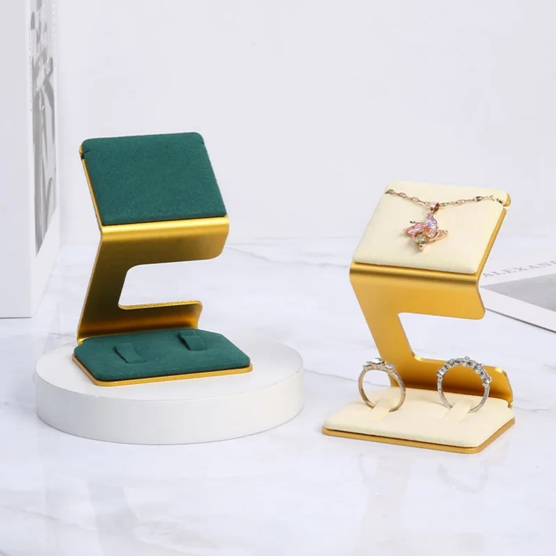 Multi-Function Z-Shaped Gold Metal Watch & Jewelry Display Stand Soft Cushion Scratch Protection Display Jewelry Holder Stand