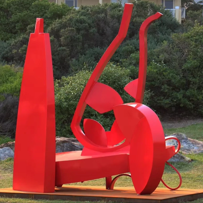 ประติมากรรมสแตนเลสกลางแจ้งที่ทันสมัยศิลปะโลหะทาสีขนาดใหญ่ที่กําหนดเอง