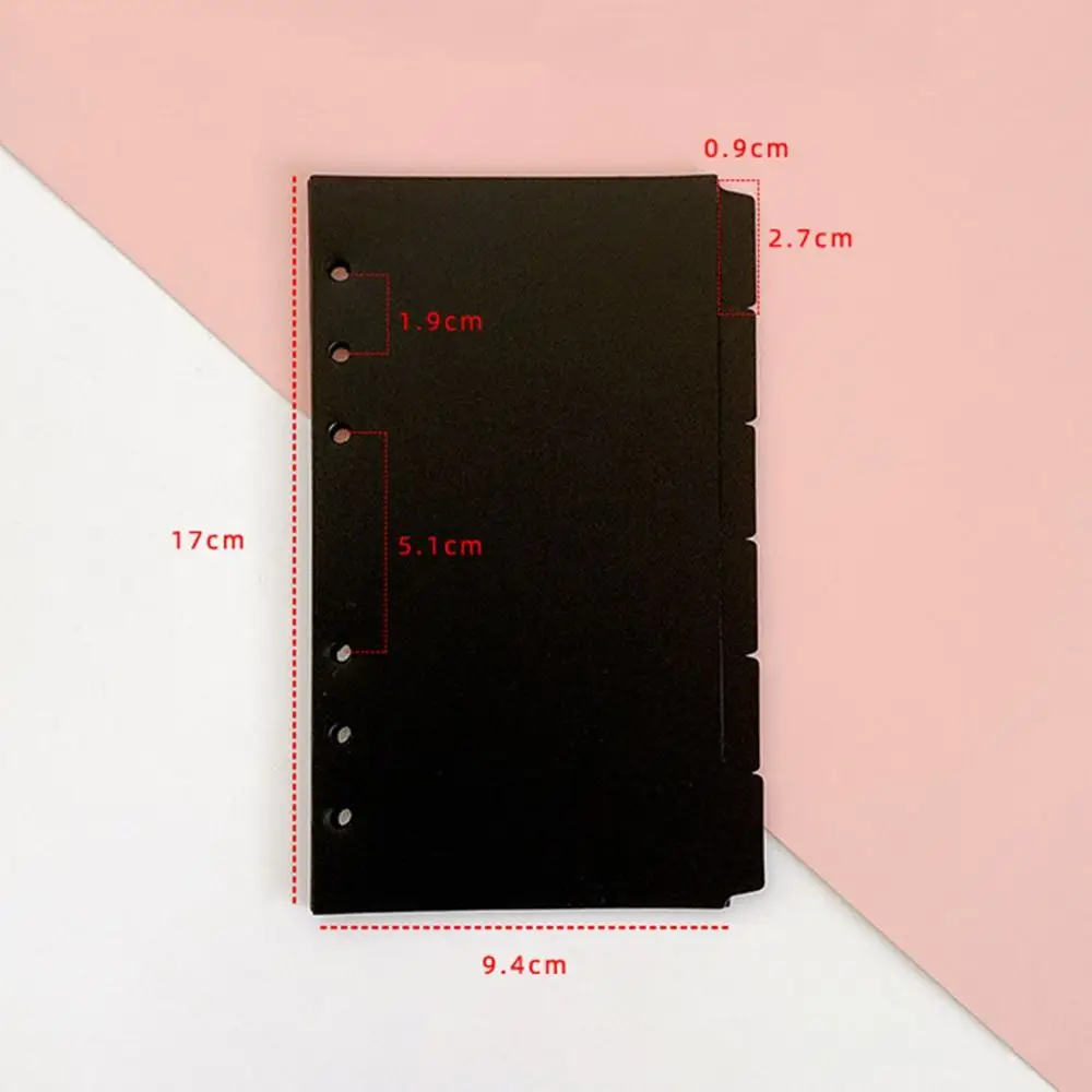 A5 A6 Separator Paper Index Page Notebook Black White Index Page Tabs 6 Holes Transparent Page Classification Separator