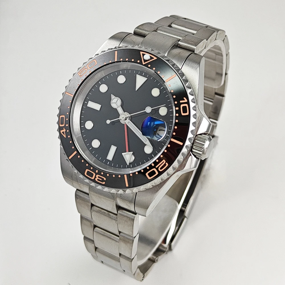 

40mm Automatic Mechanical Watch Diving Watch Men's GMT Ceramic Bezel 316L Stainless Steel Strap Sapphire Mirror NH34 Movement