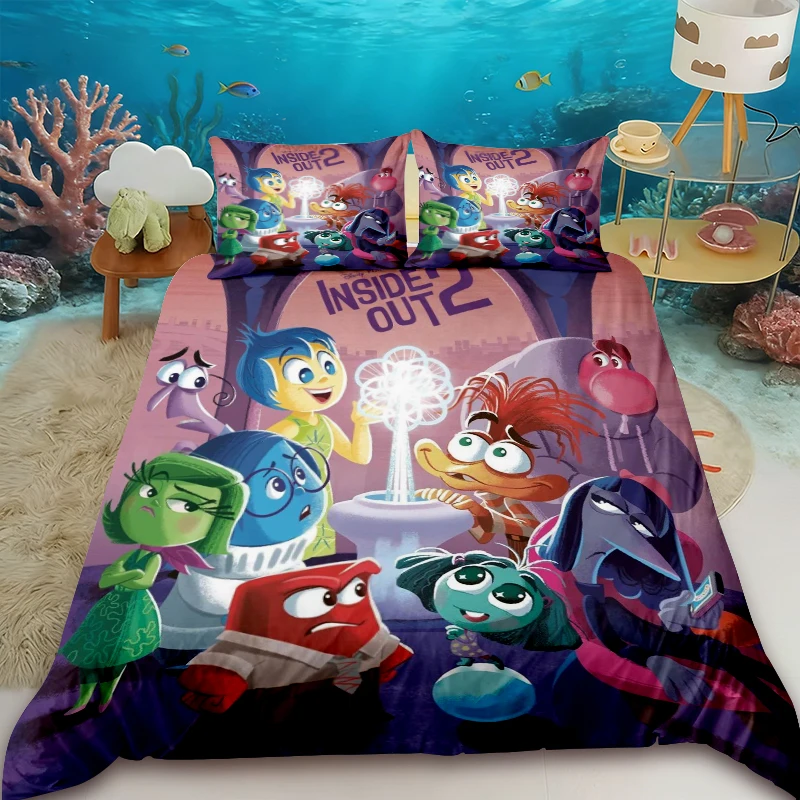 

Anime Duvet Cover Set Teens Inside Out Cartoon Bedding Set Quilt Cover with 2 Pillocase Bedroom Children Gifts