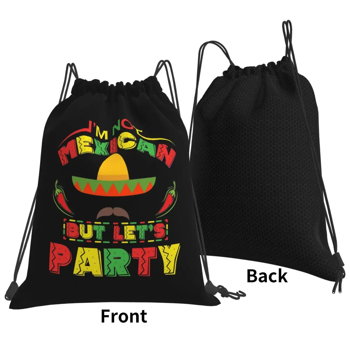 

Im Not Mexican Backpacks Portable Drawstring Bags Storage Bag Book Bags for Travel Students