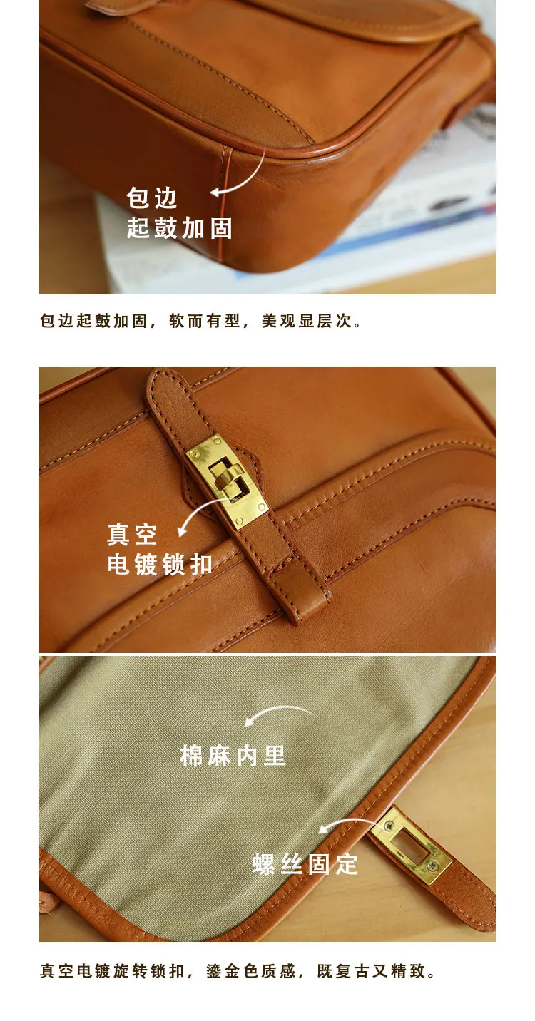 عارضة العمل في الهواء الطلق اليدوية الطبقة الأولى جلد البقر المرأة حقيبة ساع خمر جلد طبيعي حقيبة كتف السيدات