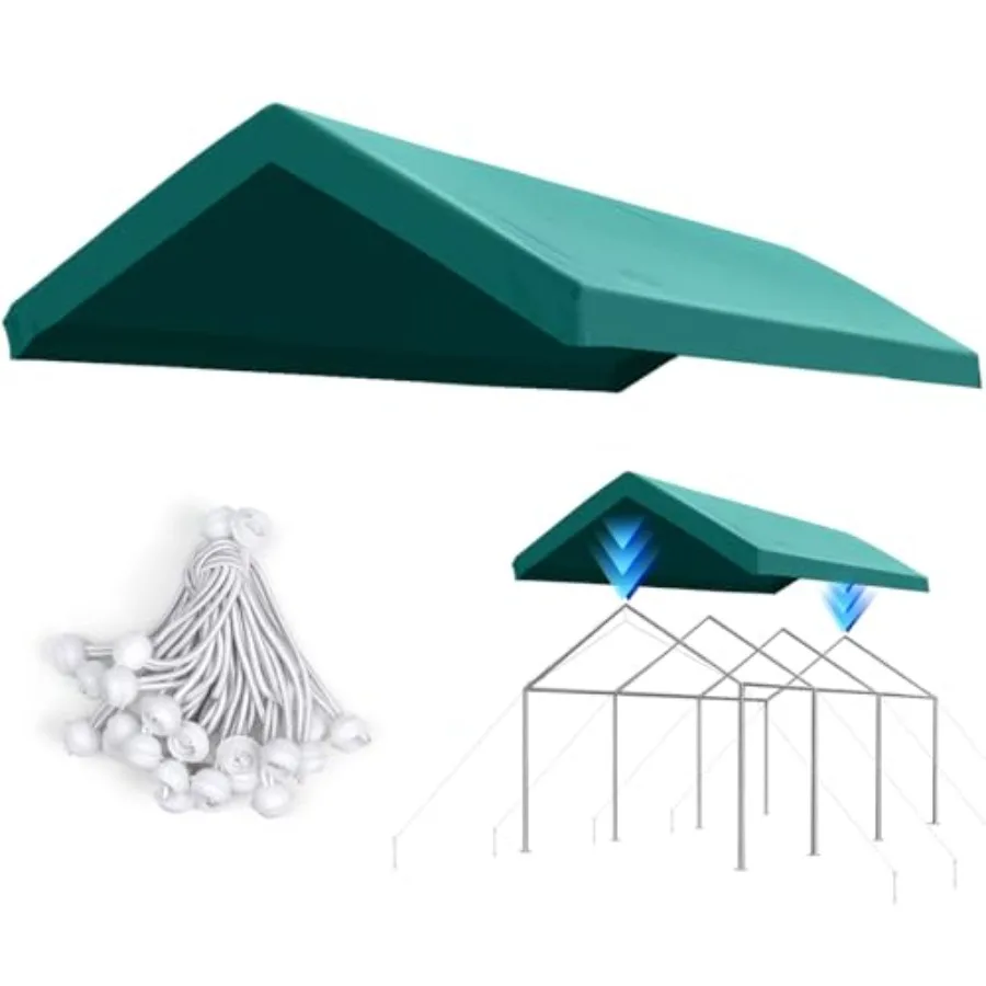 

Сменный брезент с верхней крышкой для навеса для карспорта 10x20 футов с шариковыми банджими, зеленый, только с одной крышей, прочный, устойчивый к атмосферным воздействиям, уличный