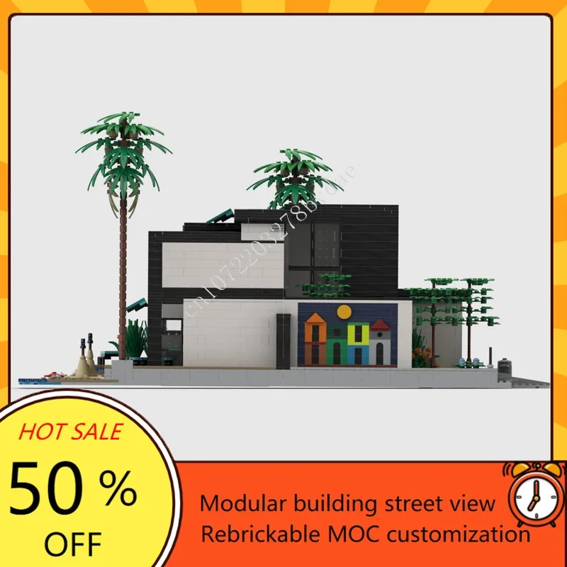 4781 шт., карибская пляжная вилла, модульная MOC, креативная модель с видом на улицу, головоломка на заказ, архитектура, сделай сам, сборная модель, игрушки, подарки