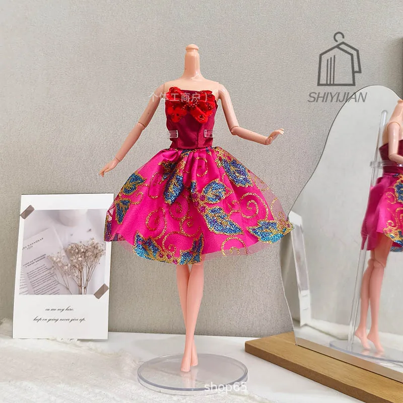 30cm FR Supermodel Doll Clothes Chinese Style Vintage Temperament Dress 1/6 Fashion Doll DIY Dinner Party Dress Up Accessories