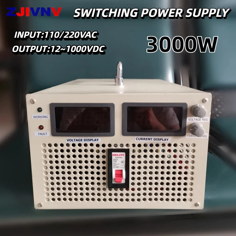 Industrial 3000W Adjustable Switching Power Supply 24V 36V 48V 60V 90V 300V 400V 1000V Voltage & Current Adjustable SMPS S-3000