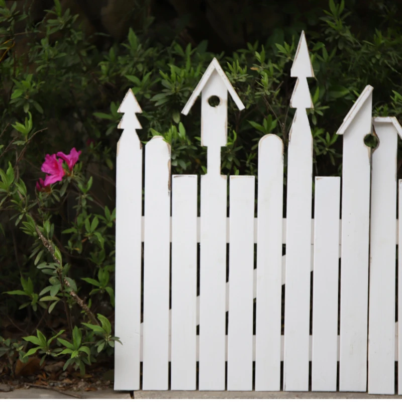 

Vintage Birdhouse Design Solid Wood Fence with for Outdoor Privacy Photo Props Wedding Party Garden Decoration