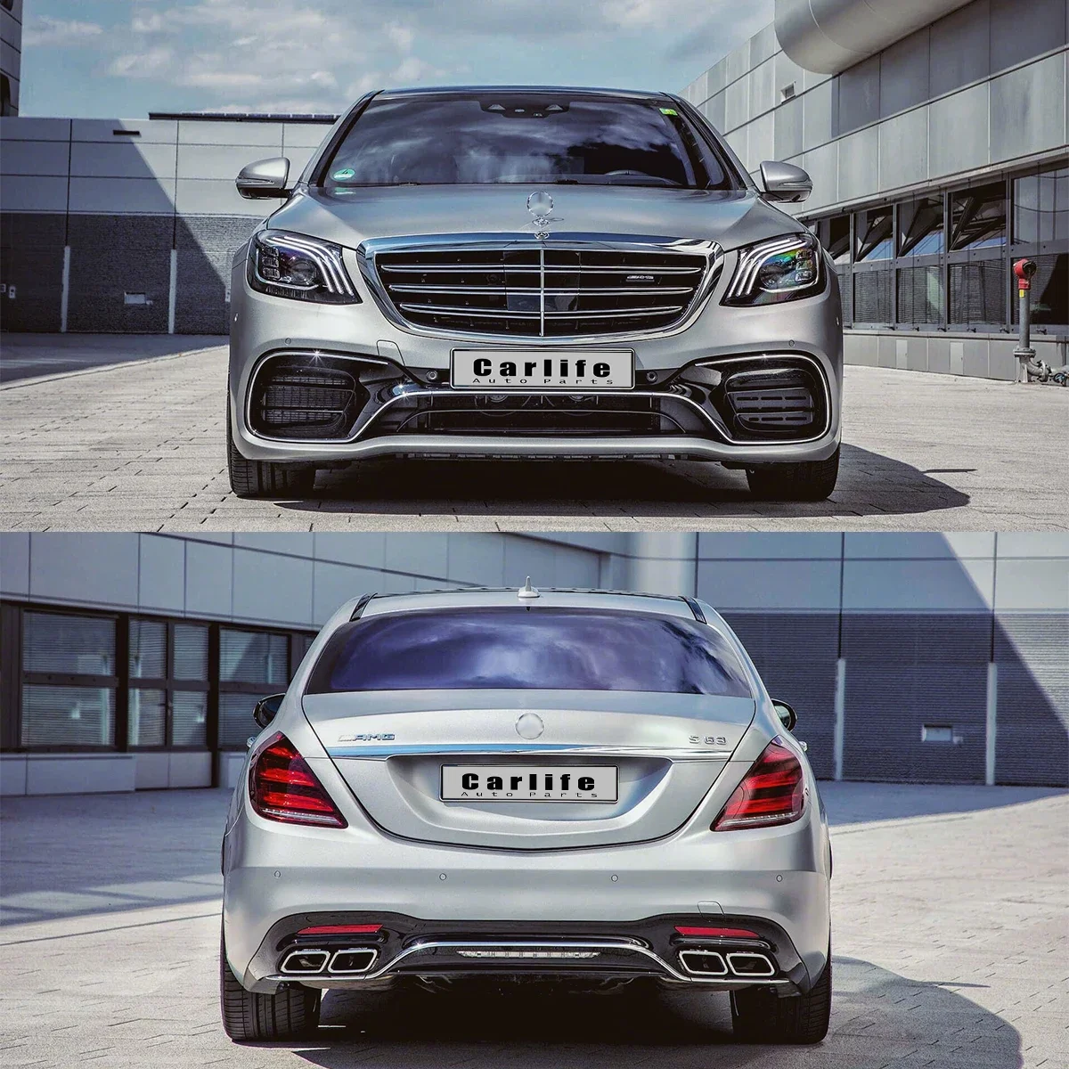 For W222 Conversion To S63 AMG Style Body Kit PP Material Front Rear Bumpers For Mercedes Benz S Class 2014-2020