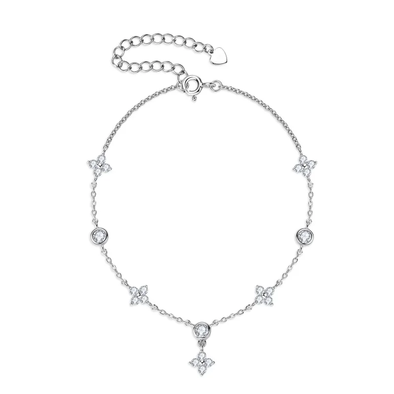 IOGOU D-Farbe Moissanit Vierblättriges Blumenarmband für Frauen, 14 Karat Gold gefüllt, verstellbare Kette, Hochzeitstag, Schmuck, Geschenk – Detail 8