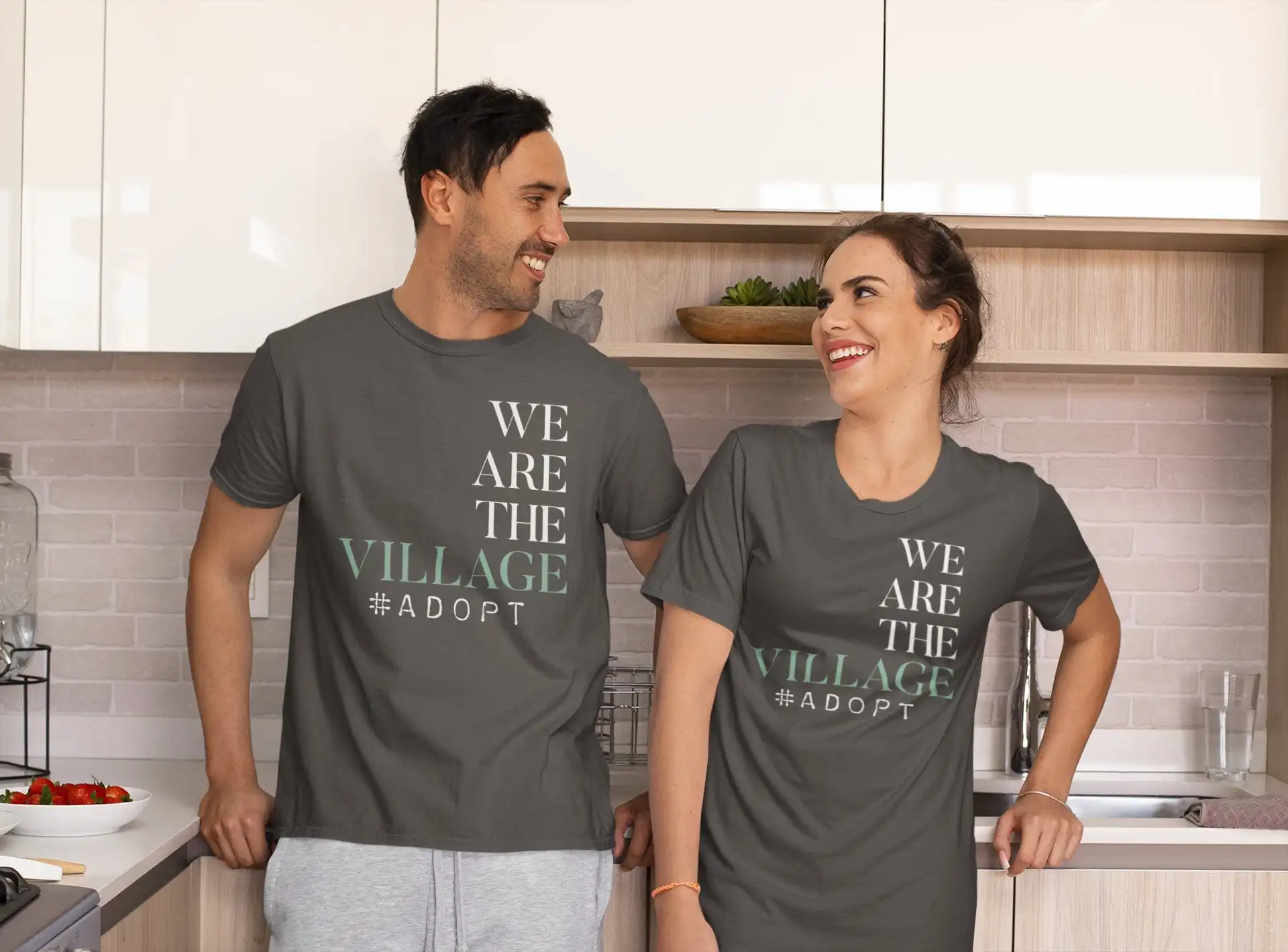 ADOPTION We Are The Village Women's or Men's  T Shirt Heather Gray