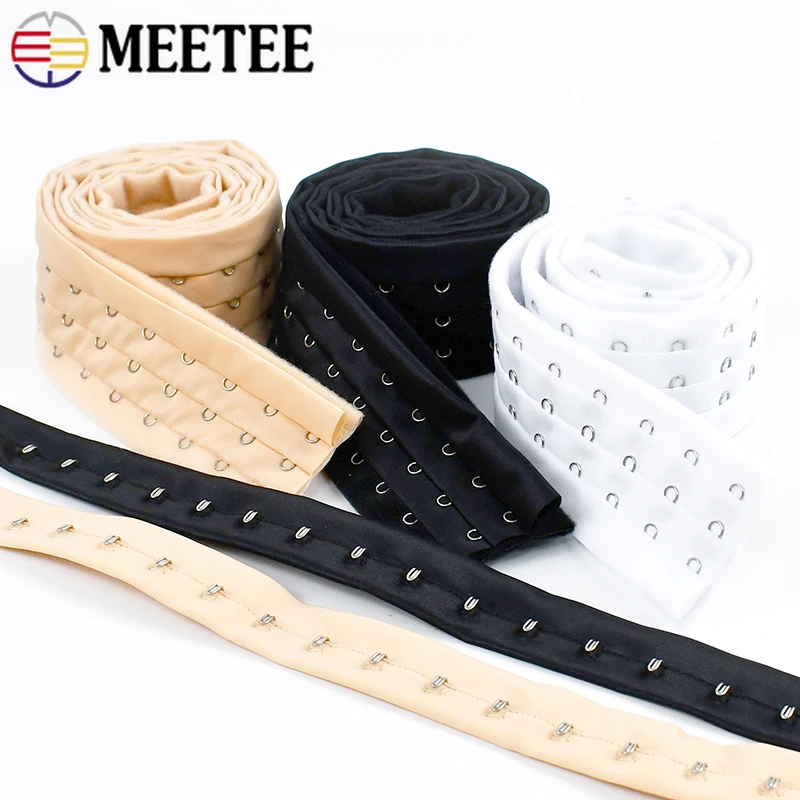 

1Yard 3 Rows Bra Extender Underwear Adjust Hook Back Buckles Corset Extension Strap Ribbon Tapes DIY Clothing Sewing Accessories