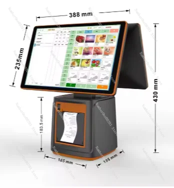 

H02 windows configuration:i5IX45U8G + 128G+15.6 inch touch +15. 6 inch +80mm printer+wifiKiosk Restaurant Ordering Machine