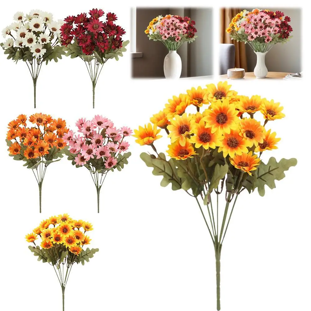 

New Artificial Bouquet of Chamomile Countryside Fresh and Small Daisies Home Dining Table Floral Decorations Silk Flowers