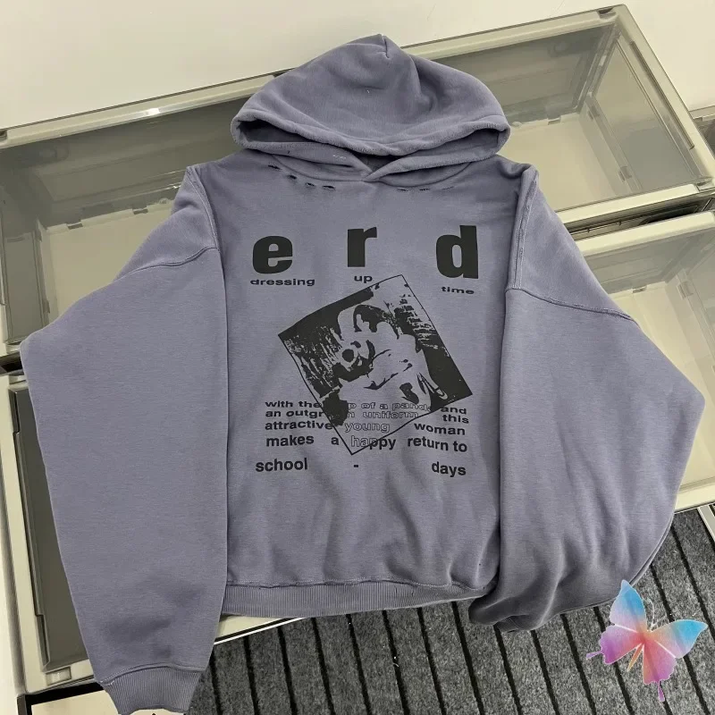 Stock Portrait Illustration Vintage ERD Hoodie High Street Casual Loose Men Women Enfants Riches Deprimes Hooded Sweatshirts