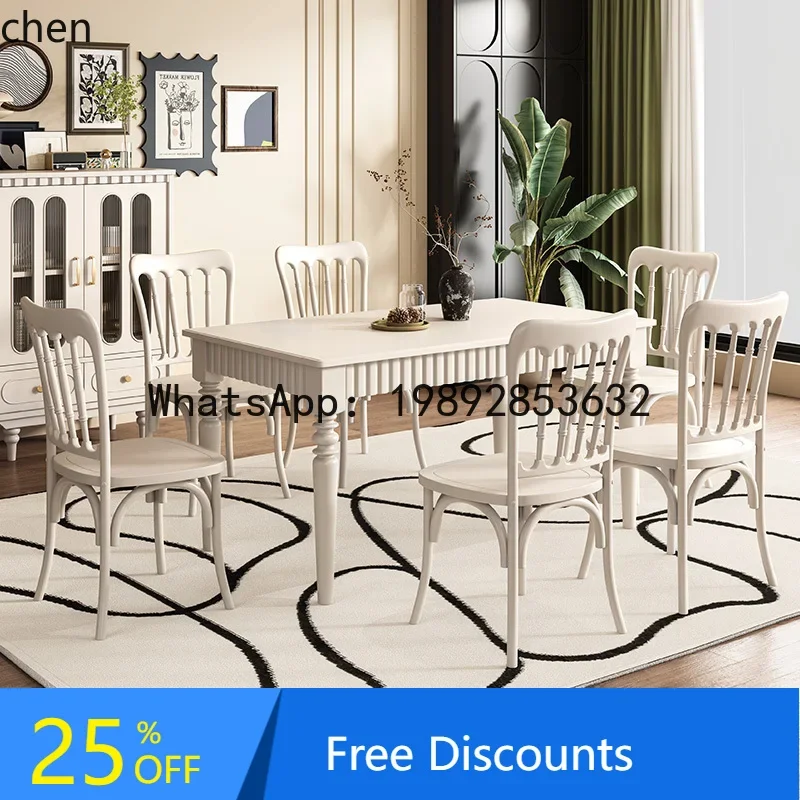 CZ pure solid wood rectangular dining table and chair combination retro restaurant home dining table