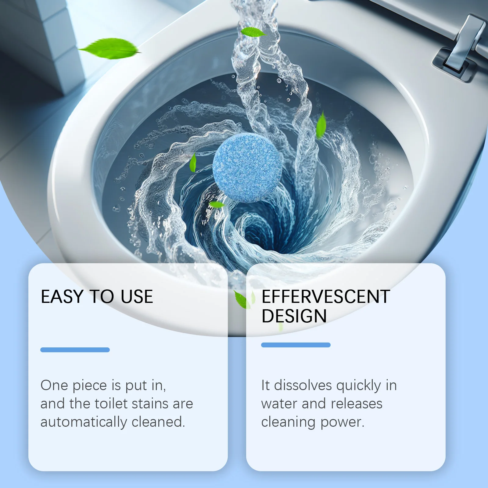 Oxygen Bleach Toilet Tablets Effervescent Power for Stains Limescale Fresh Scent Deodorizer Non Chlorine Formula Drop Flus