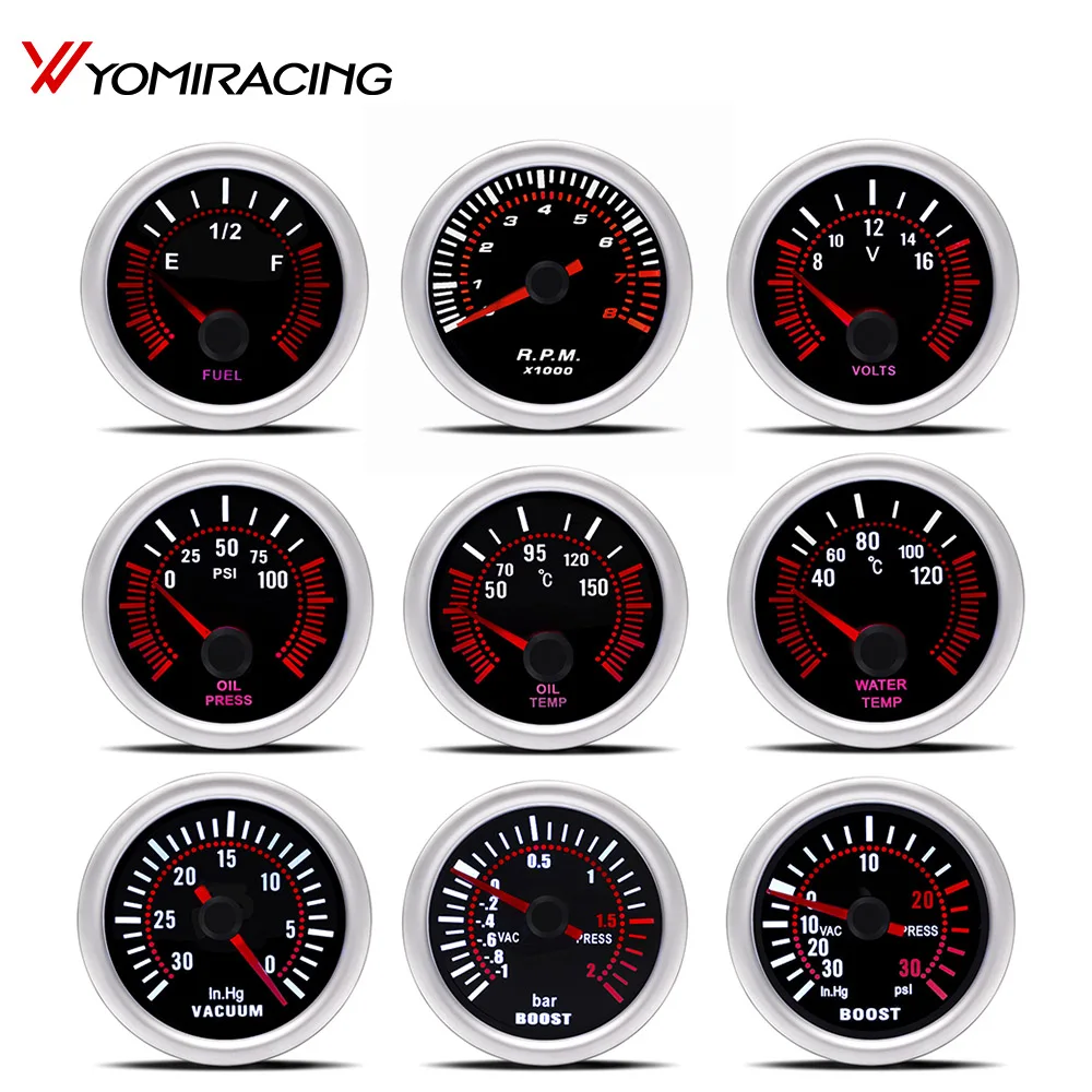 

2" 52mm Car boost gauge bar psi Exhaust gas temp water temp oil temp oil press Air fuel gauge voltmeter tachometer