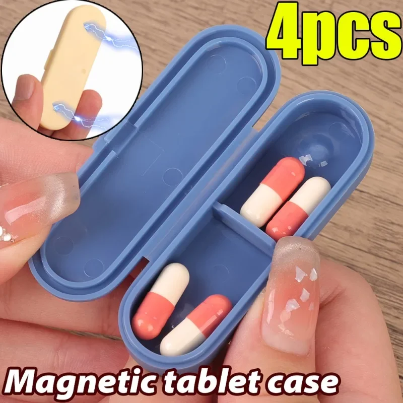 4/1PCS Portable Mini Medicine Box Magnetic Pill Storage Box Pill Case Light Avoidance Tablet Storage Case Container Dispenser