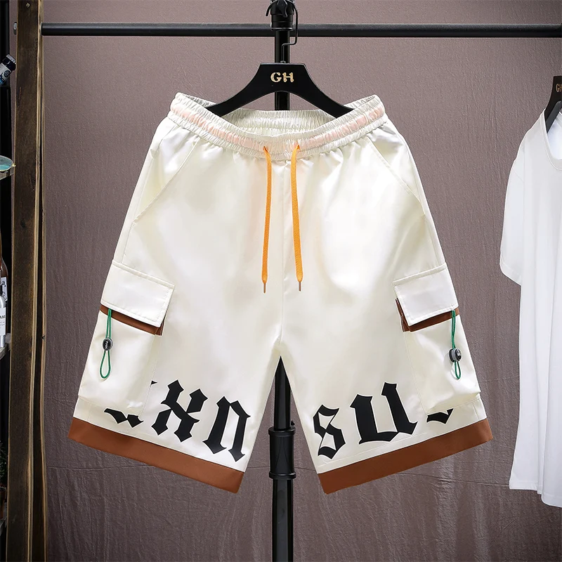 

Men's Summer Thin Qui Dry Casual Workwear orts Trendy Spor Five-Quarter Pants Straight Leg Fit Youth Faion Polyester