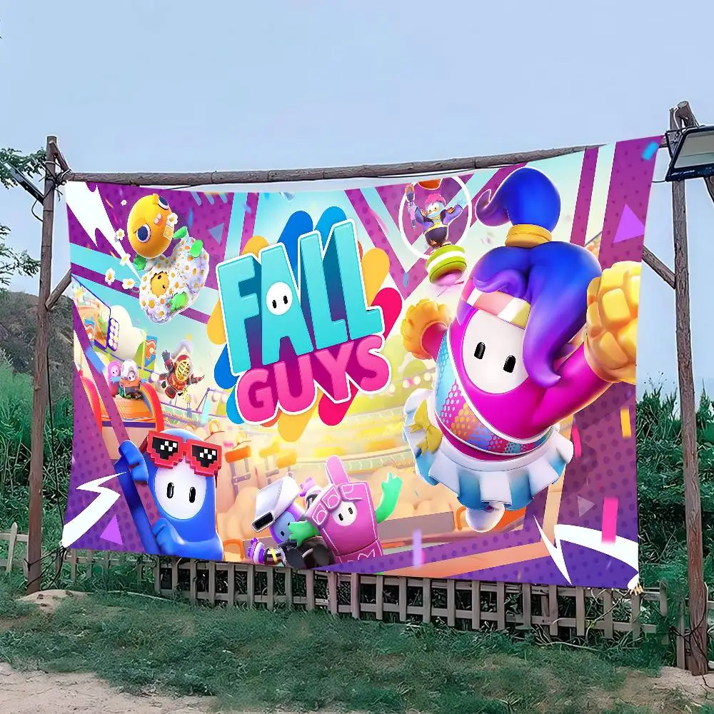 Game F-Fall Guys Happy Birthday Banner Backdrop For Birthday Banner Party Background Decor Decorations