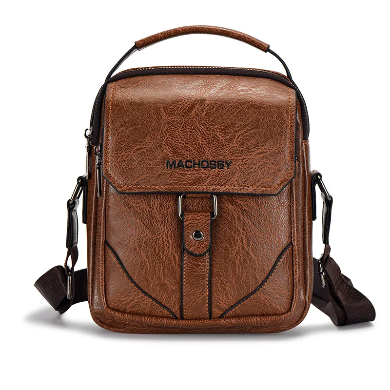 Bolso de hombro Vintage para hombre, bandolera multifunción, de cuero PU, de gran capacidad